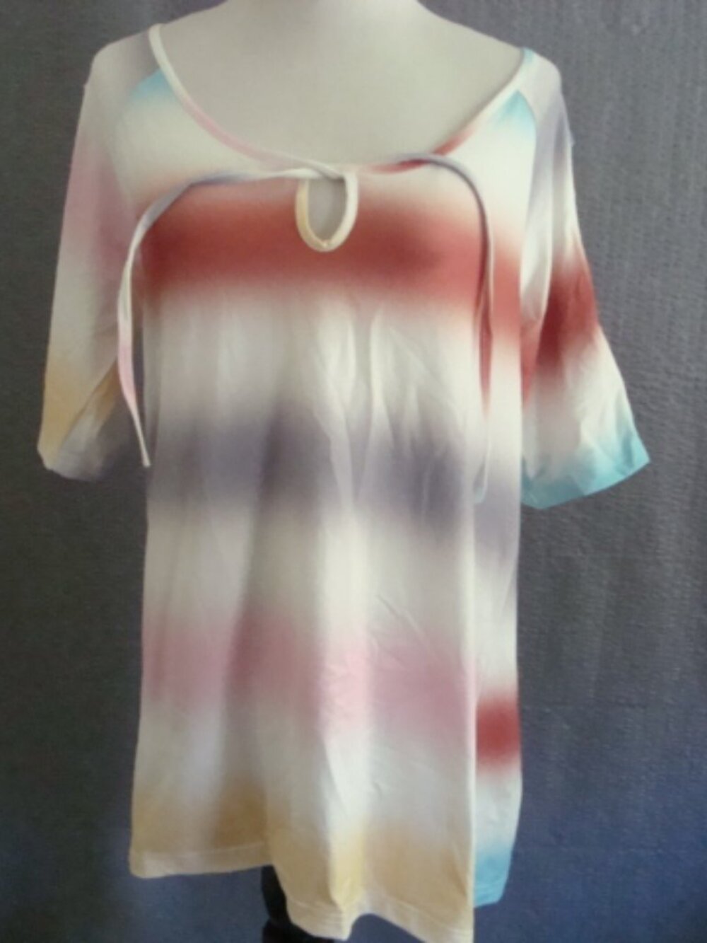 NWT Beyond This Plane Cold Shoulder Tunic Ombre Stripe Top sz M